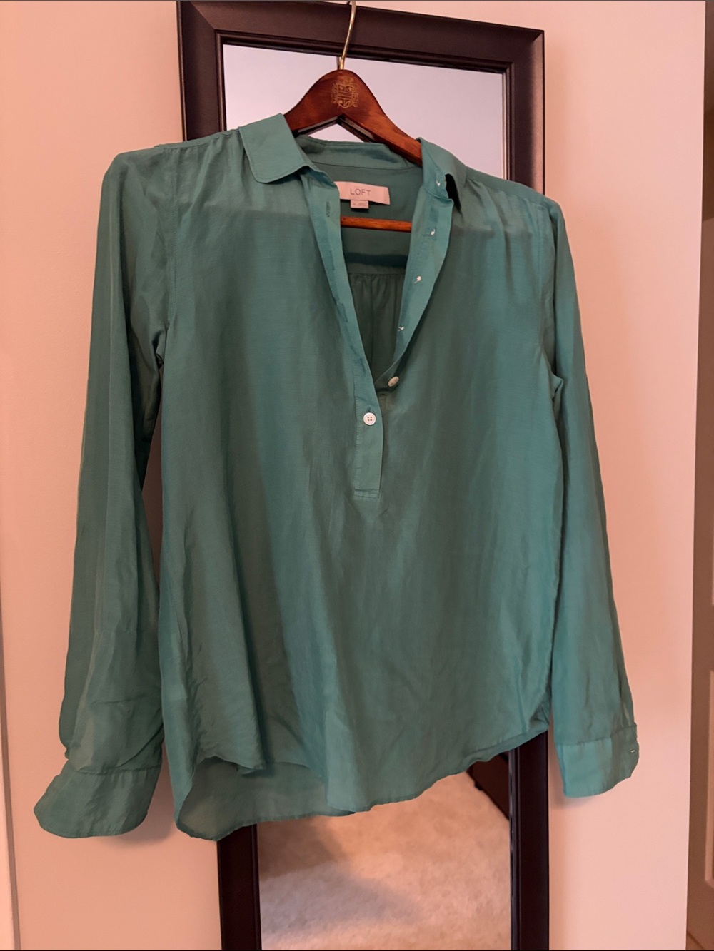 LOFT Teal Green Lightweight Button-Front Tunic